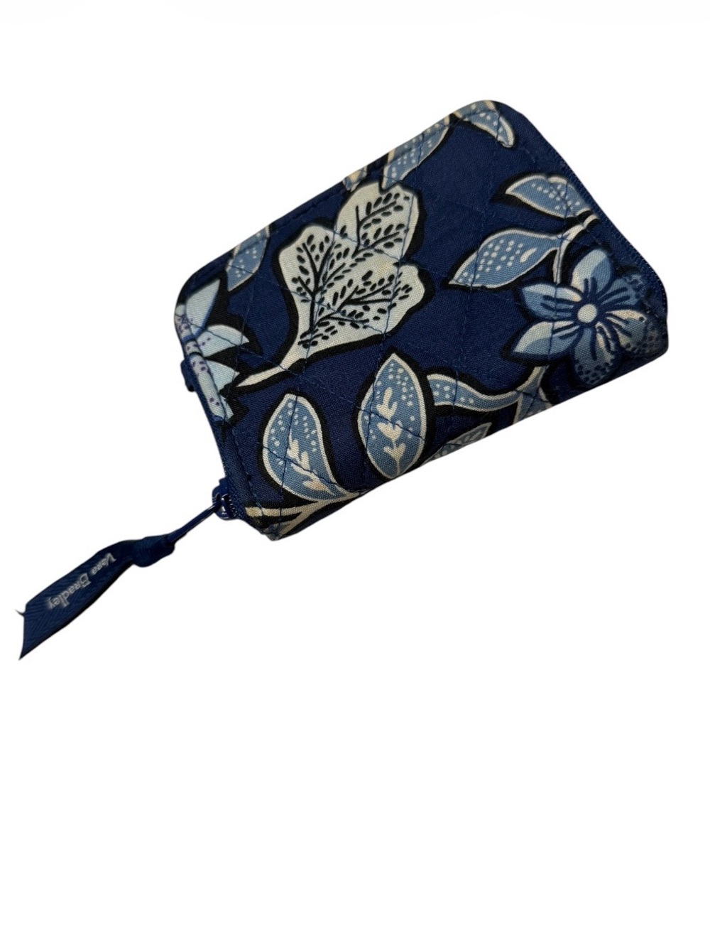 Vera Bradley Blue Floral Zip Wallet with Light Blue and Cream Accents